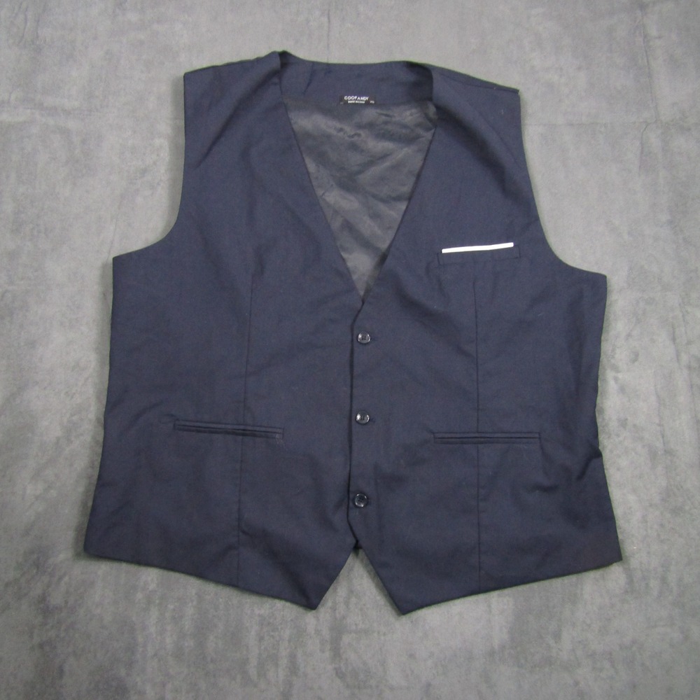 Coofandy Suit Vest Men XL Navy Blue Formal Wedding Business Waistcoat 00658